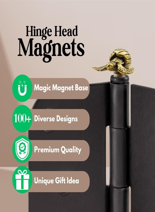 Wallertree Brass Turtle Hinge Heads Decorative Topper Set of 3 - Magnetic Hinge Head Home Decoration - Door Hinge Decorative Topper - Image 3